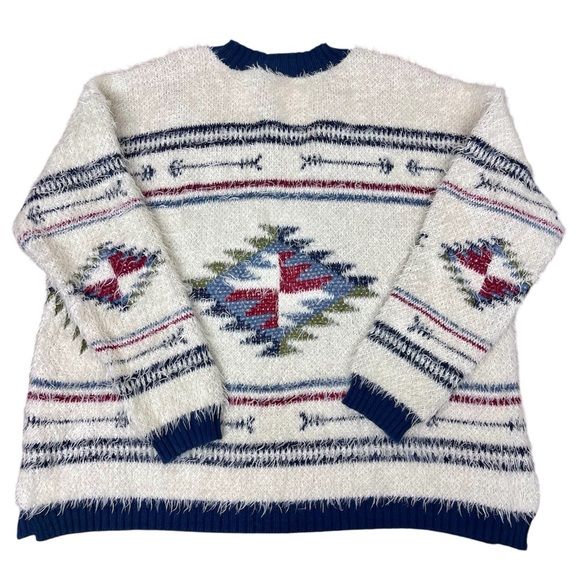 WRANGLER RETRO Aztec Fuzzy Oversized Sweater M - Picture 3 of 6